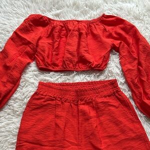 Set! Off-Shoulder Crop Top, Wide Leg Pant